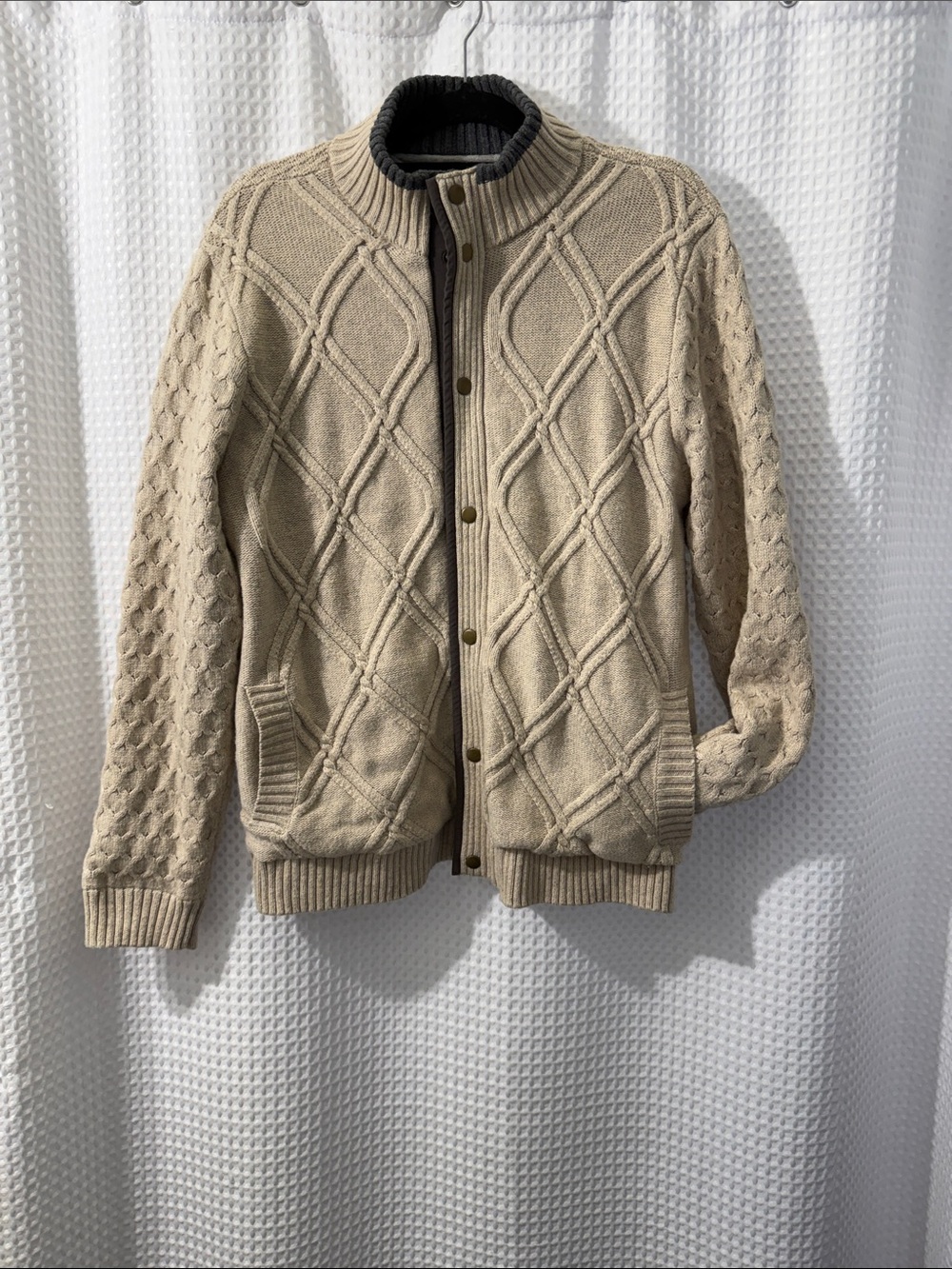 carbon 2 cobalt Men's Cream Knit Chevron Sweater Size Large